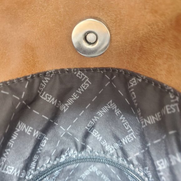 Nine West Brown Leather Shoulder Bag/Purse with FauxFur Sherpa accents - Picture 16 of 16